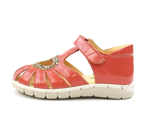 Angulus coral sandal med hjerte, glitter og lak